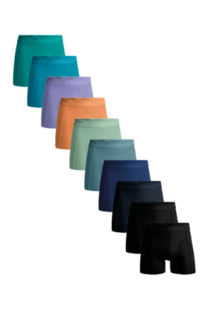 Heren 10-Pack Boxershorts Effen Black/Blue/Green/Orange/Purple