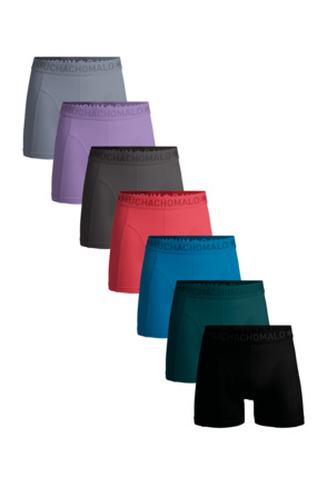 Heren 7-Pack Boxershorts Effen Black/Green/Blue/Pink/Grey/Purple