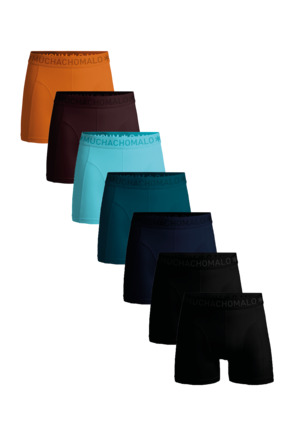 Heren 7-Pack Boxershorts Effen Black/Blue/Green/Brown/Orange