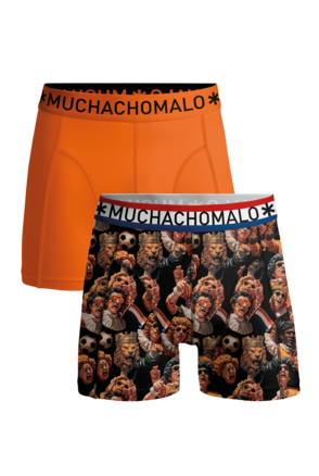 Heren 2-Pack Boxershorts + Gratis Sleutelhanger Print/Orange