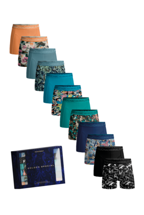 Heren 12-Pack Boxershort Print/Effen Print/Black/Blue/Green/Orange