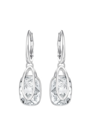 Holding Pierced Earrings OU Rhodium shiny Crystal