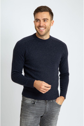 Suitable Lamswol Trui Ronde Hals Navy
