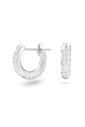 Dextera Round Pierced Earrings Mini Hoop Rhodium shiny Crystal