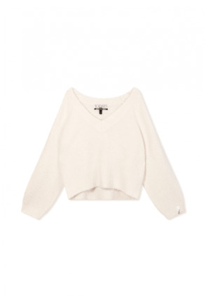 10DAYS Dames cropped V-hals trui alpaca mix