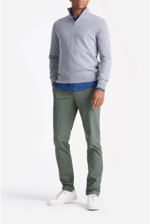 King Essentials The Michael Half Zip Pull Merino Grijs