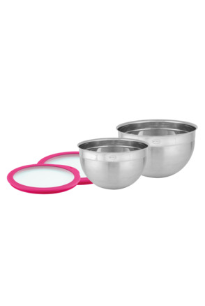 Bowls Set with airtight lids from glass 2 pieces Ø 20, 24 cm I 8.0, 9.5 in.