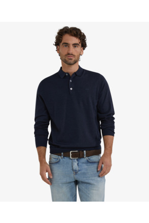 Fine Merino Polo Long Sleeve 100% Extra Fine Merinowol Heren